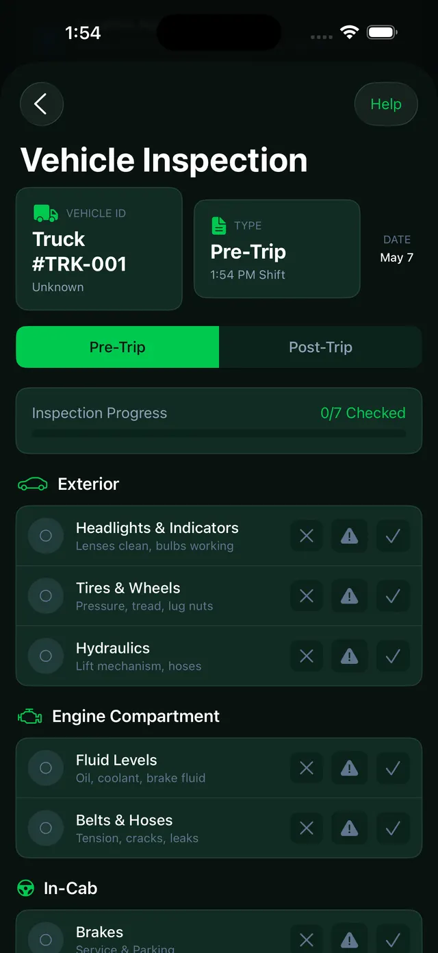 BasuraOS invite-only iOS vehicle inspection screen